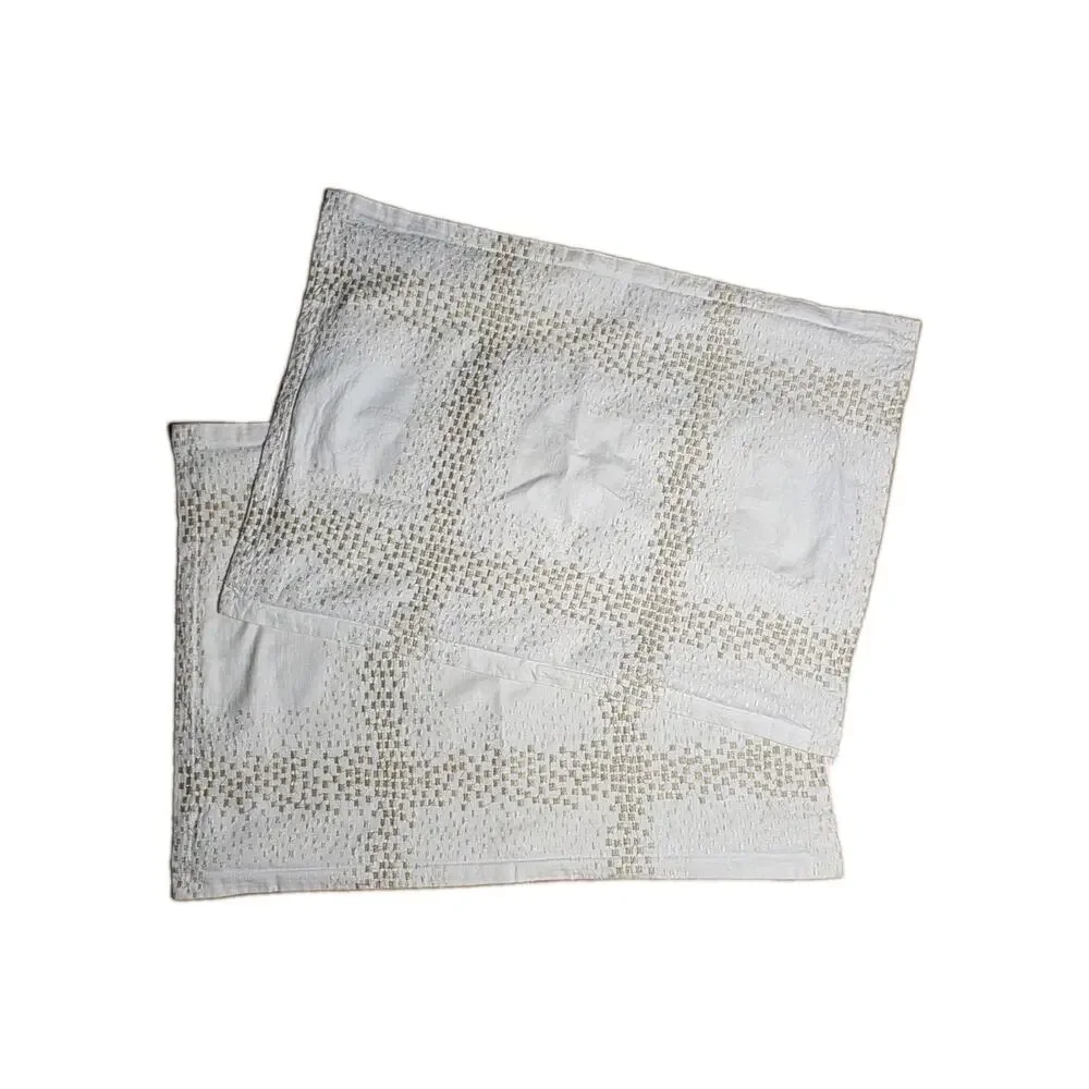 Hotel Collection Mosaic Grid Embroidered 100% Cotton Pillow Sham Standard X2